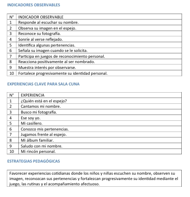 SUGERENCIAS DE ACTIVIDAES POR CADA OBJETIVO DE APRENDIZAJE - NIVEL SALA CUNA
