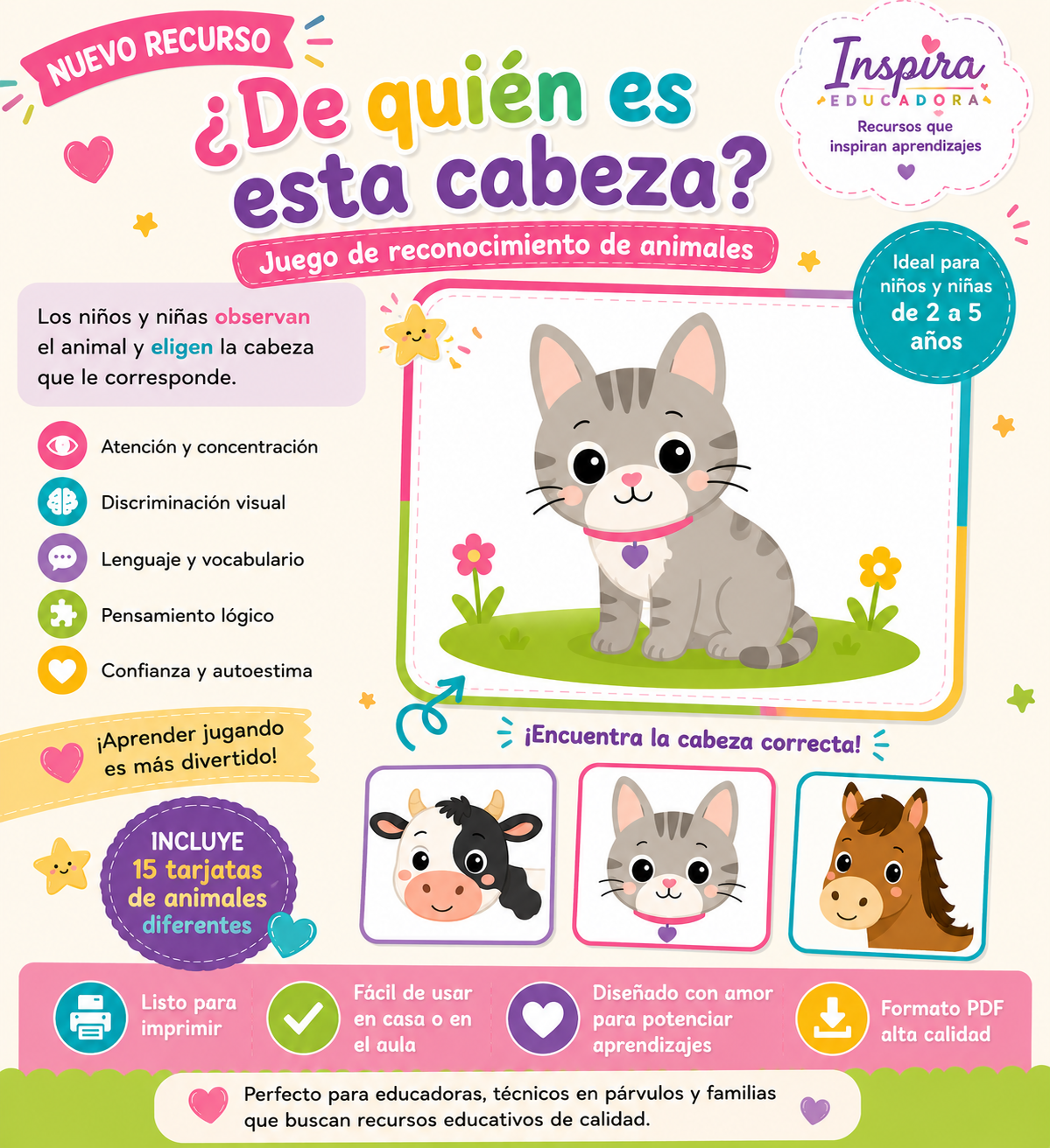 ¡ENCUENTRA LA CABEZA CORRECTA DEL ANIMAL!