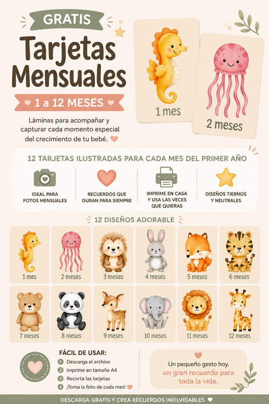Mi Primer Año | Tarjetas Mensuales para Fotografías del Bebé