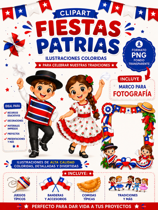 Pack Clipart Fiestas Patrias Chilenas | PNG Fondo Transparente